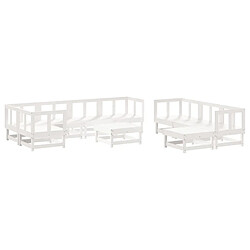 Avis Maison Chic Salon de jardin 10 pcs + coussins - Mobilier/Meubles de jardin - Table et chaises d'extérieur blanc bois massif -MN50268