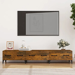 Maison Chic Meuble TV scandinave - Banc TV pour salon Chêne fumé 150x34,5x30 cm Bois d'ingénierie -MN20395