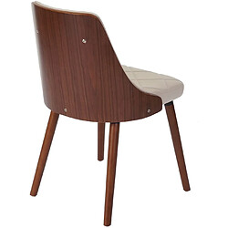 Acheter Decoshop26 Lot de 2 chaises de salle à manger capitonné design chic en bois noyer et assise en synthétique crème CDS04468