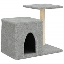 Helloshop26 Arbre à chat meuble tour grimper jouet grattage grattoir escalade plateforme avec griffoirs en sisal clair 50,5 cm gris 02_0022609