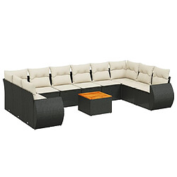 Maison Chic Salon de jardin 11 pcs avec coussins, Ensemble Tables et chaises d'extérieur noir résine tressée -GKD592849