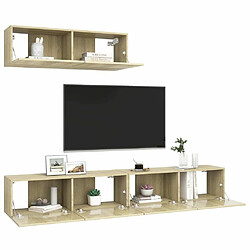 Avis Maison Chic Meubles TV 3 pcs | Banc TV Moderne pour salon | Meuble de Rangement Chêne sonoma Aggloméré -MN77886