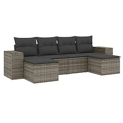 vidaXL Salon de jardin 6 pcs avec coussins gris résine tressée