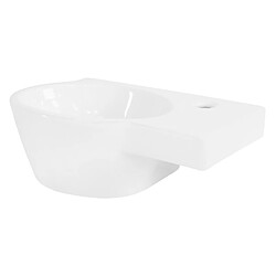 Vasque avec vidage sans trop-plein 37,5x19x14 cm Blanc en céramique ML-Design