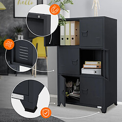 Acheter ML DESIGN MODERN LIVING Armoire Bureau Anthracite 75x40x120cm Acier Classement 3 Compartiments 6 Portes