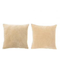 Dansmamaison Coussin Velours Carre Coton Beige Assortiment De 2