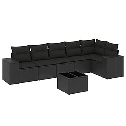 Maison Chic Ensemble Tables et chaises d'extérieur 7pcs avec coussins,Salon de jardin noir résine tressée -GKD290369