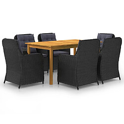 Maison Chic Ensemble de salle à manger de jardin 7 pcs,Table et chaises d'extérieur Noir -GKD957819