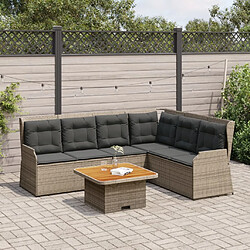 vidaXL Salon de jardin 5 pcs avec coussins Gris Résine tressée