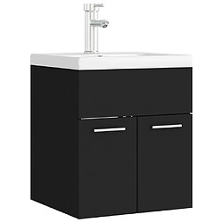 vidaXL Armoire d'évier avec lavabo intégré noir bois d'ingénierie