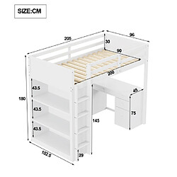 Avis ComfortXL Lit Pour Enfant Avec Rangements Et Bureau - Lit Mezzanine 90 X 200 Cm En Bois Blanc