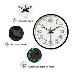 Acheter Horloge Murale Moderne De Lumière De Nuit Horloges Murales à Quartz Pour Chambre à Coucher Noir