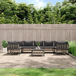 Maison Chic Salon de jardin 8 pcs + coussins - Mobilier/Meubles de jardin - Table et chaises d'extérieur anthracite résine tressée -MN12684