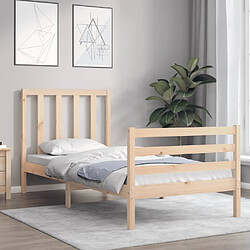 Avis Maison Chic Cadre/structure de lit avec tête de lit pour adulte - Lit Moderne Chambre petit simple bois massif -MN39418