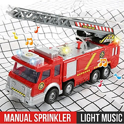 Universal Nouveaux camions à jet d'eau, jouets, pompiers, camions électriques, voitures, musique, jouets éducatifs légers, enfants, garçons, enfants, jouets, cadeaux d'anniversaire.(Rouge)