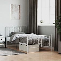 Maison Chic Cadre/structure de lit métal et tête de lit + pied de lit pour adulte - Lit Moderne Chambre blanc 100x200cm -MN22358