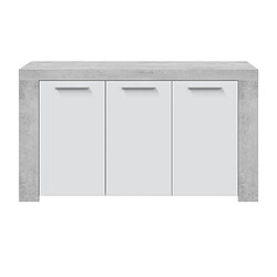 Buffet avec 3 portes coloris Blanc Artik / Ciment en mélamine - Dim: 80 x 144 x 42 cm -PEGANE-