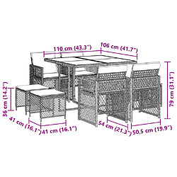 vidaXL Ensemble à manger de jardin et coussins 9 pcs gris clair rotin pas cher