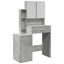 vidaXL Coiffeuse avec armoire gris béton 80x35x132 cm