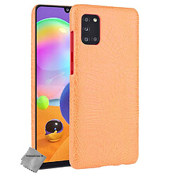 Htdmobiles Coque rigide simili cuir crocodile pour Samsung Galaxy A31 + film ecran - ORANGE