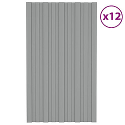 vidaXL Panneaux de toiture 12 pcs Acier galvanisé Gris 80x45 cm