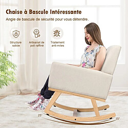 Helloshop26 Chaise à bascule pour chambre d'enfant fauteuil à bascule rembourré base en bois massif fauteuil inclinable moderne beige 20_0002283