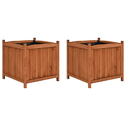 Maison Chic Jardinière,Bac à fleurs - pot de fleurs surélevées 2 pcs 50x50x50 cm Bois de sapin -GKD21998