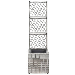 vidaXL Lit surélevé en treillis 1 pot 30x30x107 cm Résine tressée Gris