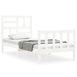 Maison Chic Lit adulte - Cadre Structure de lit avec tête de lit Contemporain blanc simple bois massif -MN29861