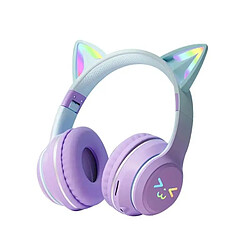 Yonis Casque Audio LED Oreilles De Chat Vert Bluetooth