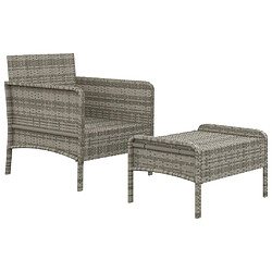 Acheter Maison Chic Salon de jardin 2 pcs avec coussins - Table et chaises d'extérieur - Mobilier/Meubles de jardin Moderne Gris Résine tressée -MN86010