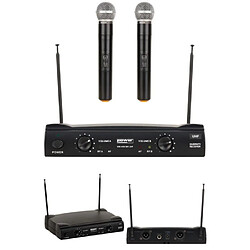 Power Double Micros sans fil Main DJ KARAOKE UHF 2 CANAUX - Freq 640-647.3