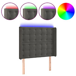 vidaXL Tête de lit à LED Gris foncé 93x16x118/128 cm Velours