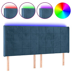 Maison Chic Tête de lit moderne à LED lumineuse pour chambre - Décoration de lit Bleu foncé 203x16x118/128 cm Velours -MN45265