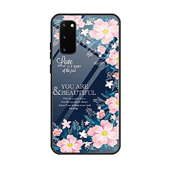 Coque en TPU verre d'impression de modèle fleurs roses pour votre Samsung Galaxy S20