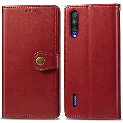 Wewoo Housse Coque Étui en cuir de protection de couleur unie rétro avec boucle pour téléphone portable lanièrecadre photo et fente carteportefeuille et support Xiaomi Mi CC9e rouge