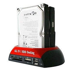 Wewoo Boîtier disque dur All en 1 Dual 2,5 pouces / 3,5 Station d'accueil HDD SATA / IDE avec lecteur de carte et ampli Centre