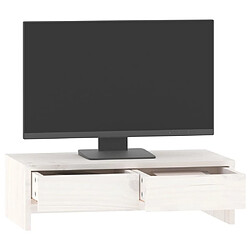 Avis vidaXL Support de moniteur Blanc 50x27x15 cm Bois de pin solide