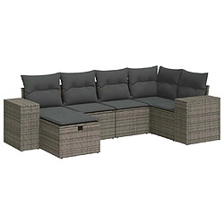 vidaXL Salon de jardin 6 pcs avec coussins gris résine tressée