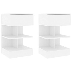 vidaXL Tables de chevet 2 pcs Blanc 40x35x65 cm Bois d’ingénierie