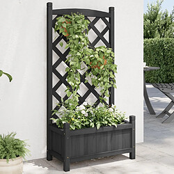 Maison Chic Jardinière,Bac à fleurs avec treillis - pot de fleur noir bois massif de sapin -GKD39602