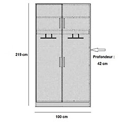 Avis Inside 75 Armoire de rangement penderie style industriel 4 portes KEY bi-ton chêne noir mat 100 x 42 cm