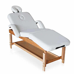 Bodyline - Healt And Massage Table de massage en bois fixe réglable multi-position 225 cm Massage-pro, Couleur: Blanc