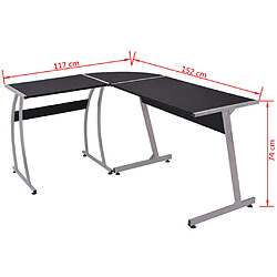 Maison Chic Bureau solide,Table de travail,Bureau d'ordinateur d'angle en forme de L Noir -GKD80594 pas cher