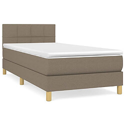 vidaXL Sommier à lattes de lit avec matelas Taupe 100x200 cm Tissu