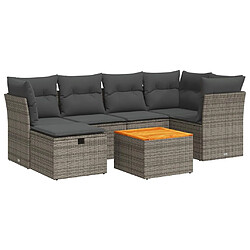 vidaXL Salon de jardin avec coussins 7 pcs gris résine tressée