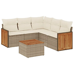 Maison Chic Salon de jardin avec coussins 6 pcs, Ensemble Tables et chaises de jardin, beige résine tressée -GKD232038