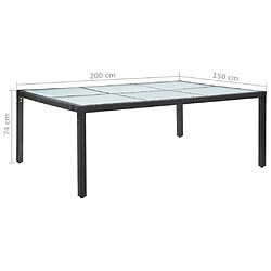 Acheter vidaXL Table à dîner d'extérieur Noir 200x150x74 cm Résine tressée