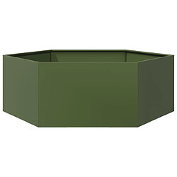 vidaXL Jardinière vert olive hexagone 138x120x45 cm acier