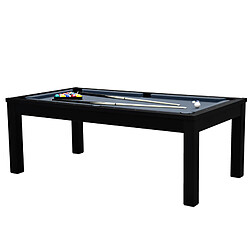 Rendez Vous Deco Table de Billard Eddie convertible noire tapis gris